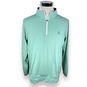 Rhoback 1/4 Zip Golf Shirt Men's Large Aqua Blue Green Performance Long Sleeve